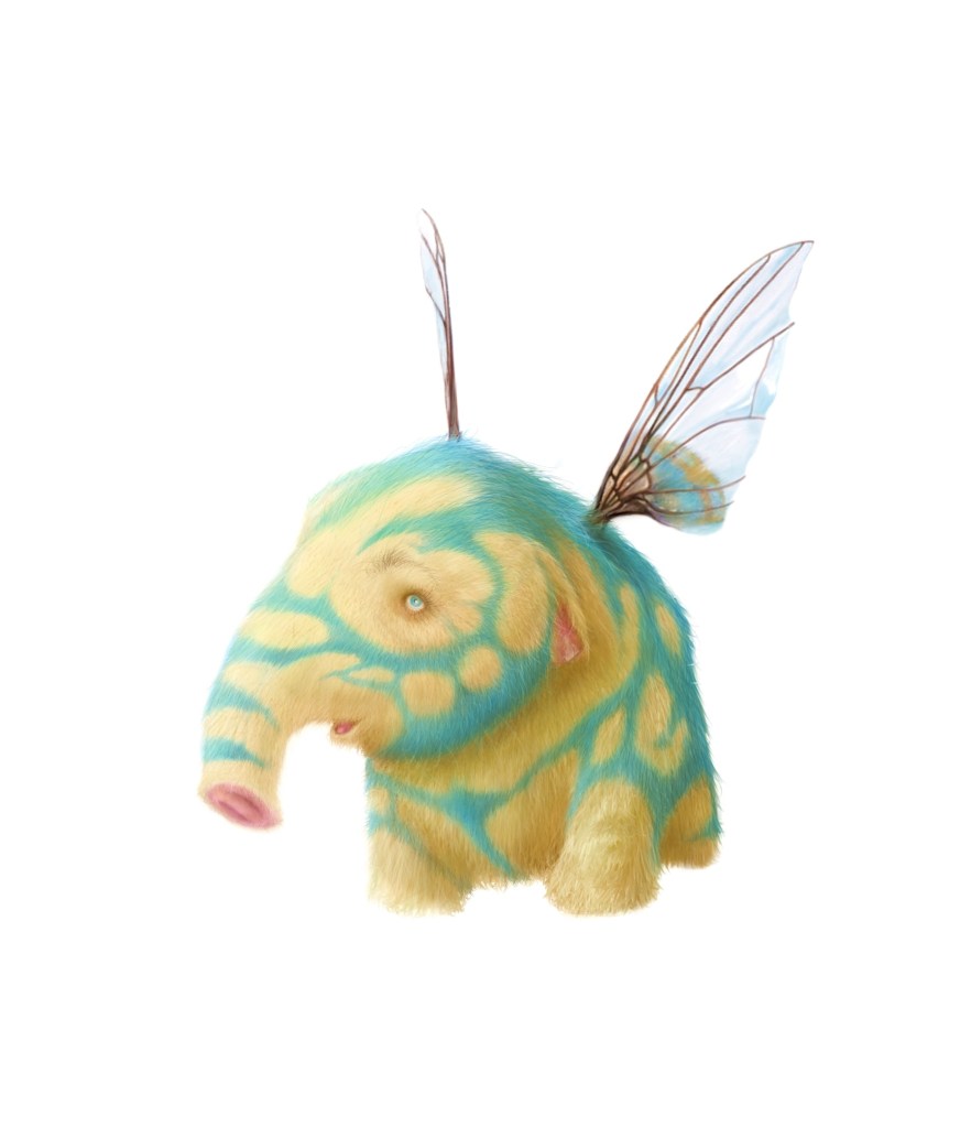 Colourful flying honeyphant
