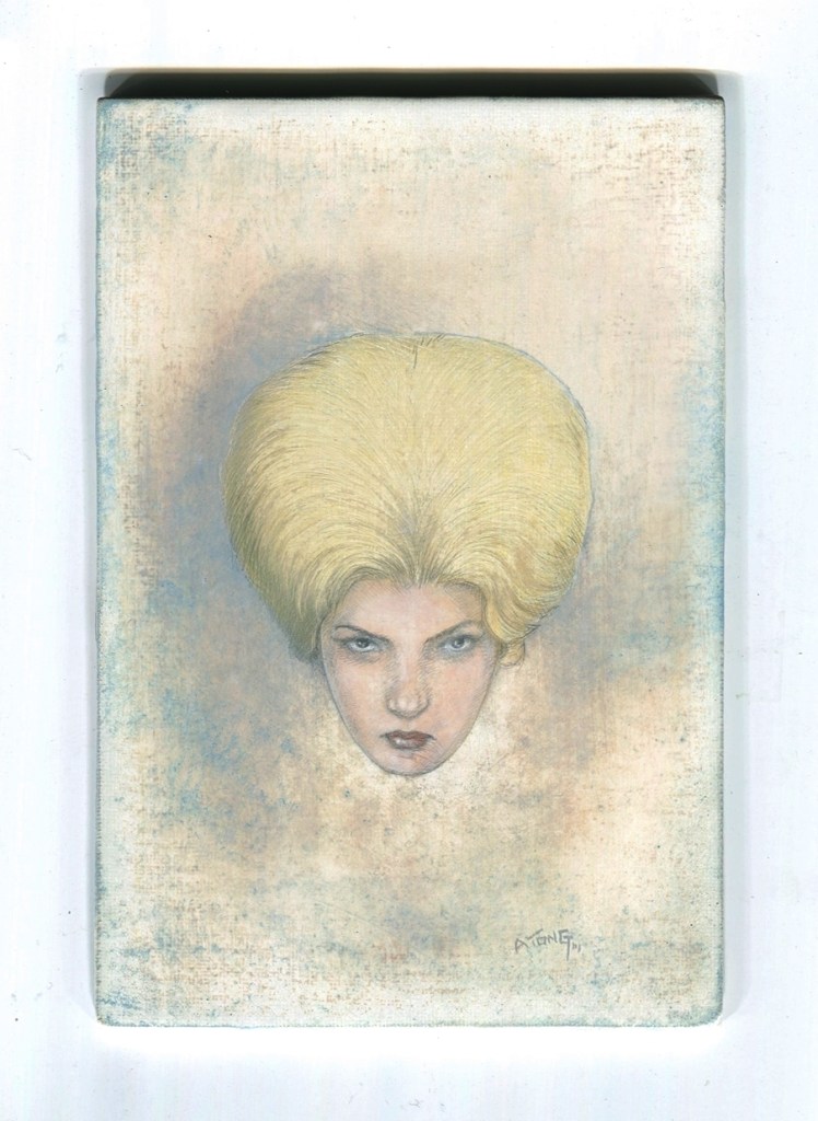 Silverpoint drawing with woman's face